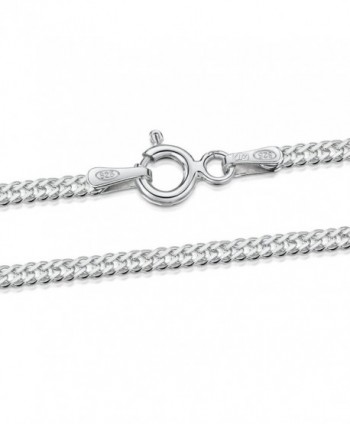 Amberta 925 Sterling Silver 2 mm Rhombus Curb Chain Necklace 16" 18" 20" 22" in - CU11ELDAG07