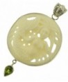 Carved Mermaid Peridot Sterling Silver 925 Pendant - CT11BS0OSH9