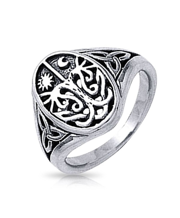 Celtic Antique Style Tree of Life Band Sterling Silver Ring - CI116RFREMV