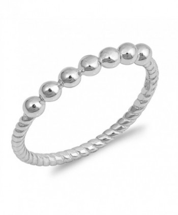 Ball Bead Stackable Ring New .925 Sterling Silver Rope Twist Band Sizes 4-10 - C212NAJ7ERA