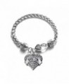 Doula Pave Heart Charm Bracelet Silver Plated Lobster Clasp Clear Crystal Charm - CR123HZ6YBF