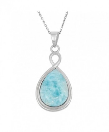 Sterling Silver Natural Larimar Teardrop Pendant with 18" Chain - CO11ABUEJIT