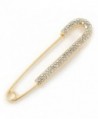 Classic Large Clear Austrian Crystal Safety Pin Brooch In Gold Plating - 75mm Length - CP11JD9FRJZ
