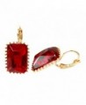 Navachi 18k Gold Plated Square Red Crystal Acetate Az2713e Leverback Earrings - C6129WQI4EN