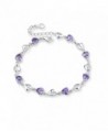 Sterling Silver Multiple Hearts Link Chain Bracelet- Adjustable- Great Gift For Women - Purple - CH12F2PFHD9