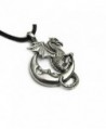 Midnight Dragon Pewter Pendant On Corded Necklace- The Celestial Collection - C2114LDEWRB