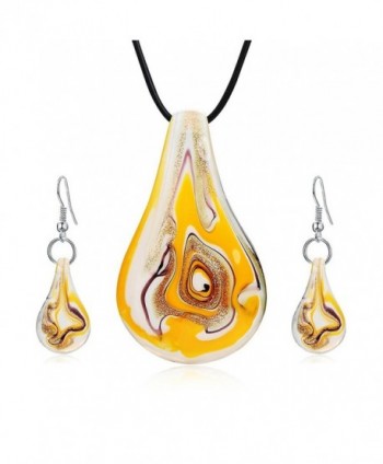 Jardme Jewelry Sets Screw-Type Murano Inspiration Mix Twisted Lampwork Glass necklace - Yellow - CZ189UCATIE