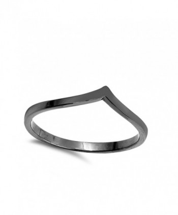 Black Tone Pointed Sterling Silver Stackable