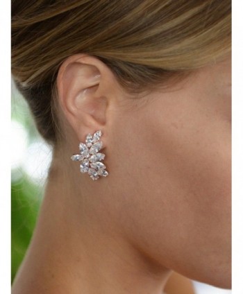 Mariell Blush Earrings Marquis Cut Clusters in Women's Clip-Ons Earrings