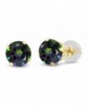 2.00 Ct Round 6mm Green Mystic Topaz 14K Yellow Gold Stud Earrings - CO11H7ODDQH