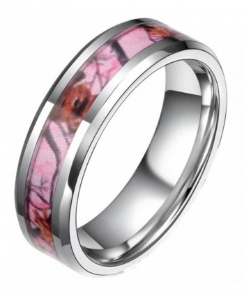 6mm 8mm Pink Camo Tungsten Rings Deer Antlers Hunting Camouflage Wedding Engagement Band - Metal-type-6mm - CO12EUT98C9