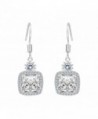 EleQueen Women's Silver-tone Cubic Zirconia Square Bridal Pierced Dangle Earrings Clear - CF126QEG8CJ