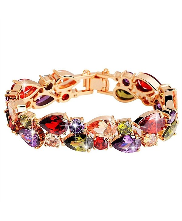 BAMOER Rose Gold Plated Multicolor Cubic Zirconia Bracelet for Women Girls Perfect Gift for Her - CC127FIEA47