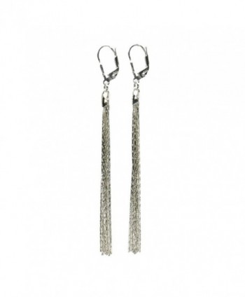 Sterling Silver Multi-Strand Diamond-Cut Italy Chain Tassel Leverback Earrings - CC12M1FNQIL