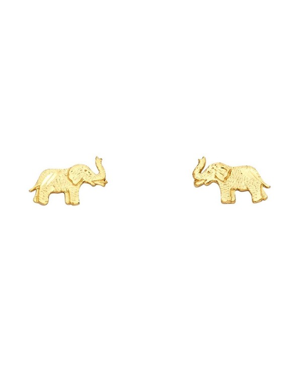 14k Yellow Gold Elephant Stud Earrings (10 X 7mm) - CX1229I7T47