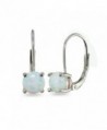 LOVVE Sterling Silver Simulated White Opal Round-cut Prong-set 6mm Leverback Earrings - CJ18280I7Z8