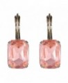 eManco Crystal Earrings for Women Gold Plated Copper Drop Lever-back Statement Dangle Earring (Pink) - CX12HHAQ94R