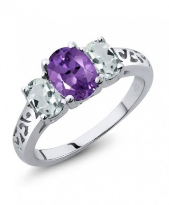 2.41 Ct Oval Amethyst and Sky Aquamarine Sterling Silver 3-Stone Ring (Available in size 5- 6- 7- 8- 9) - CP116TF5VID