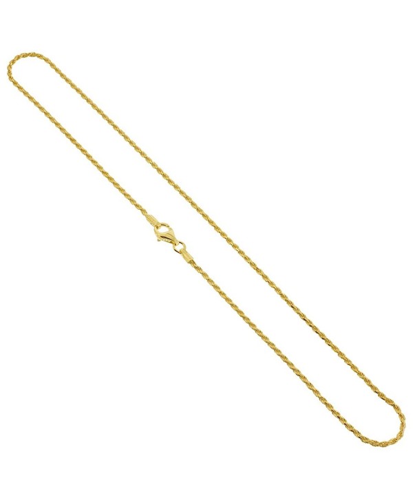 Gem Avenue 14k Gold over Sterling Silver Vermeil 1.5mm Rope Kids Chain Necklace - CR1147Y8GTJ