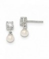 Solid 925 Sterling Silver FW Cultured Pearl with 4mm CZ Cubic Zirconia Post Earrings - C6187CLWLZ5