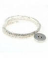 Snap Button Chunk Bracelet Silver Tone With Clear Rhinestone - CU12EY7147T