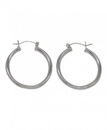 Sterling Silver Thick Tube Hoop Earrings w/ Click-Down Clasp- (3mm Tube) - C712KTL0JFR