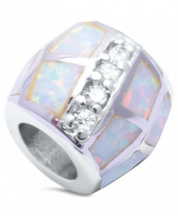 Sterling Silver Trendy Opal Cubic Zirconia Charm Pendant Bead THREE COLORS - Lab Created White Opal - CJ17WX0XEQ9