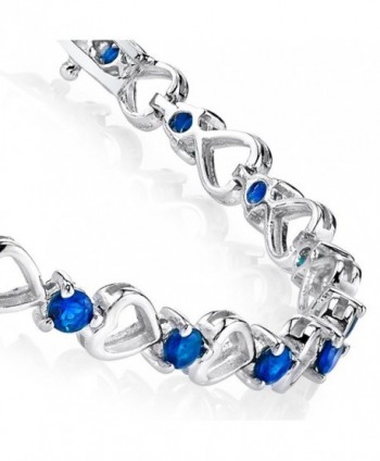 925 Sterling Silver Blue Sapphire Heart Cubic Zirconia Tennis Bracelet CZ Love - C812BZN8BKX