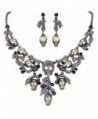 EVER FAITH Austrian Crystal Halloween Skull Snake Necklace Earrings Set - Black Copper-Tone - CM11C5S2DIJ