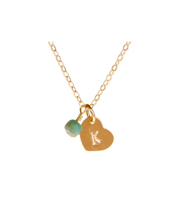 Tiny Personalized Gold Filled Heart Custom Initial Necklace with Choice of Birth Month Charm - C6110ZIY0LJ