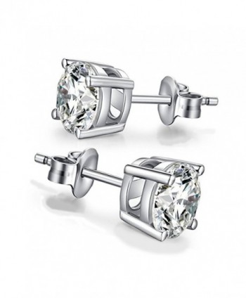 Stud Earrings for Women Silver Plated Stainless Steel Square Zircon Earring - C2187D7G0EI