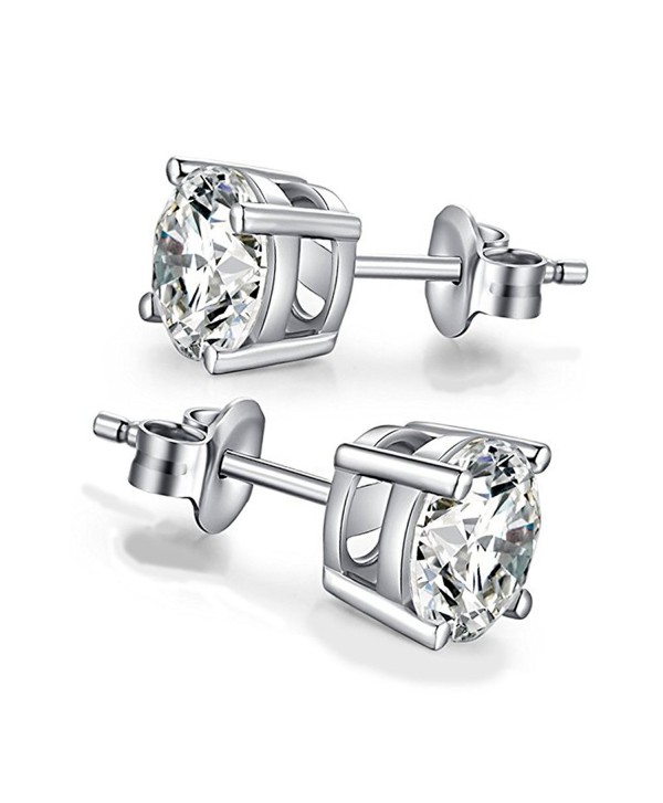 Stud Earrings for Women Silver Plated Stainless Steel Square Zircon Earring - C2187D7G0EI