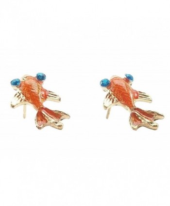 New Under the Sea Orange Carp Koi Gold Fish Goldfish Stud Earrings - C51196YMMX1