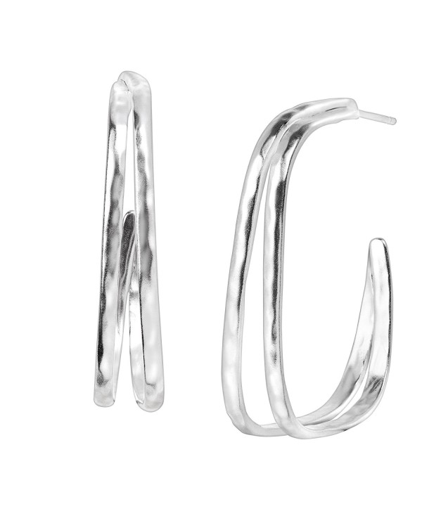 'Natural Order' Sterling Silver Geometric Hoop Earrings - C112O4SZIEU