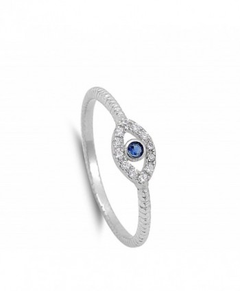 Simulated Sapphire Polished Sterling Silver in Women's Band Rings