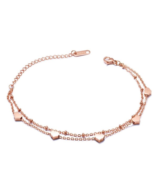 Heart Bracelet Rose Gold Bracelet for Women Adjustable Bracelet Bangle - rose gold1 - CD185SC05I9