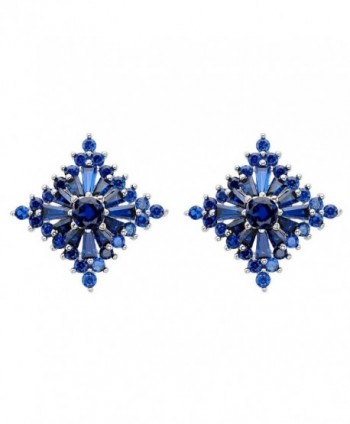 EVER FAITH 925 Sterling Silver Cubic Zirconia Gorgeous Rhombus Wedding Stud Earrings - Blue - C212B8XY2KD