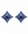 EVER FAITH 925 Sterling Silver Cubic Zirconia Gorgeous Rhombus Wedding Stud Earrings - Blue - C212B8XY2KD