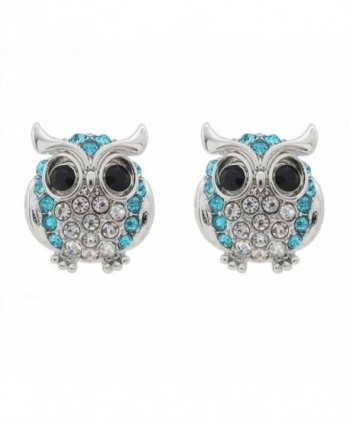 DaisyJewel Blue Radiance Crystal Owl Stud Earrings - CW11EQMTT6B
