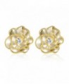XZP Clip on Earrings Flower Design Gold Plated Non Pierced Earring for Women Girls Gifts - White Gold Plated - CJ188L3806Q