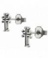 9mm Sterling Silver Vintage Antique HOLY CROSS Black Oxidized Stud Earrings - CY11FPXYRBH