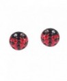Round Lucky Ladybug Cubic Zirconia .925 Sterling Silver Stud Earrings - CG127QWEZL1