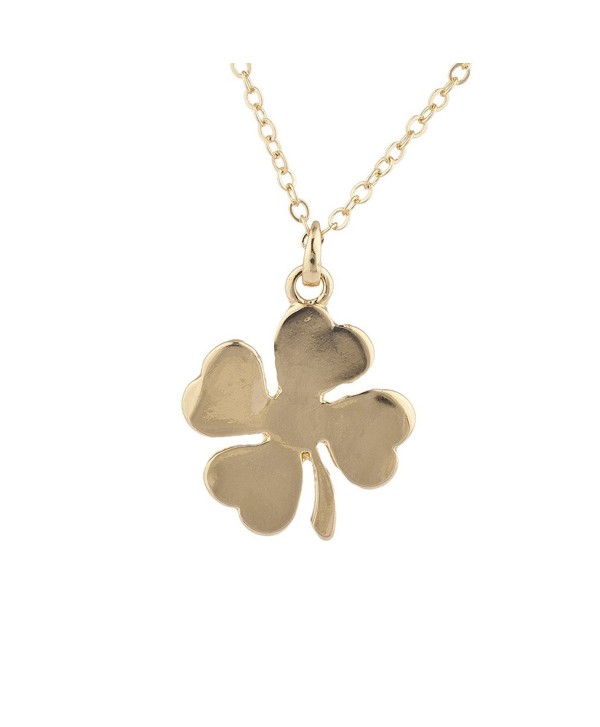 Lux Accessories Goldtone St Patricks Day Four Leaf Clover Luck Charm Necklace - CO17YSMEIMC