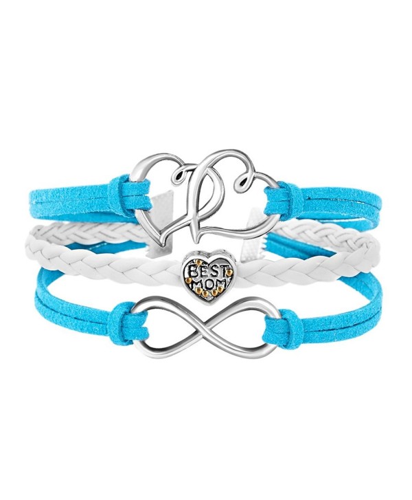 Heart Charms Handmade Bracelets Infinity - Light Blue - CW182TDZ7LU
