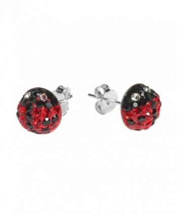 Ladybug Zirconia Sterling Silver Earrings
