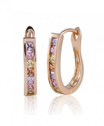 GULICX Gold Plated Base Mutiple Color Clear CZ Crystal Rhinesstone Women Girl Sparkle Hoop Earrings - CH1218S1ULH