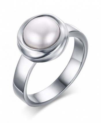 Stainless Steel Freshwater Cultured Pearl Engagement Ring for Women-Size 7-9 - CJ184C25UDK