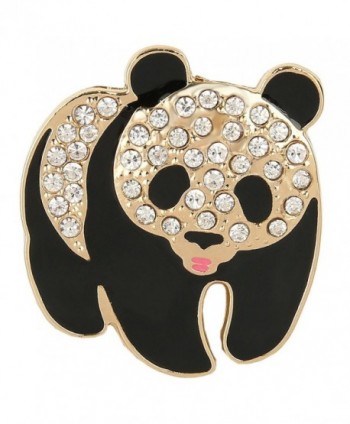 EVER FAITH Women's Austrian Crystal Black Enamel Plump Panda Bear Animal Brooch Clear - Gold-Tone - CK11BAXH7CB