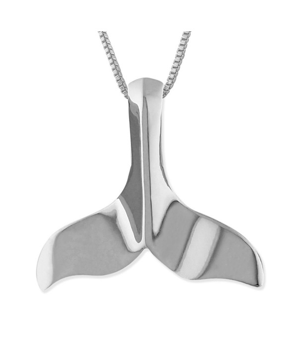 Sterling Silver Plain Whale Tail Pendant Necklace- 18" - CM1190RVX43