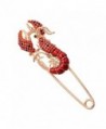 OBONNIE Red Rhinestone Crystal Lobster Large Safety Pin Brooch Cardigan Hat Scarf Pin with Gift Box - C412O8SVOOA